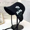Nuevo Sombrero de Sol de Verano para Mujer Calidad Sombrero de Punto Dividido Patrón Bordado Lazo Sombrero de Pescador Sombrero de Cubo Sombrero de Playa
