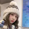 Chapéu Fair Isle para Mulheres, Outono e Inverno Espessado com Lã Sintética, Proteção Quente para Orelhas, Afina o Rosto, Pequeno Gorro de Lã à Prova de Frio, Chapéu Trapper