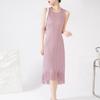 Vestido Miyake Versátil Verão Feminino Alto Padrão Sensação Bainha com Franjas para a Vida Saia Von Sem Mangas Plissada Vestidos
