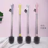 Cepillo de Higiene Cepillo para Inodoro Redondo Cuadrado Hogar Limpieza Escupidera Inodoro Plástico Tipo Plano Silicona Mango Extendido