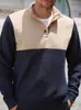 Comercio Exterior Transfronterizo Amazon Estilo Nuevo Primavera y Otoño Diario Casual Deportivo Exterior Sudadera con Botones Bloque de Color Manga Larga Ropa para Hombre