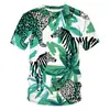 Amazon Aliexpress Cruzamento de Fronteiras Padrão de Animal e Planta Impressão 3D Verão Hip-Hop Gola Redonda Manga Curta Camiseta Venda Direta de Fábrica