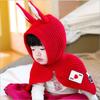 Sombrero bufanda de lana para niños de otoño e invierno, gorro de lana con orejas de conejo para bebé, chal para bebé, lindo y cálido, gorro de punto de una pieza