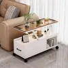 Mesa Auxiliar de Cristal para Sofá para Uso Doméstico, Mesa Pequeña para Sala de Estar, Mesa de Café, Mesa Móvil de Lujo Ligero, Mesa de Esquina, Gabinete, Gabinete de Almacenamiento para Adultos