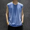 Chaleco sin mangas de cuello redondo con sensación de hielo, seda de hielo, top de verano para correr, chaleco deportivo para hombre, camiseta sin mangas de secado rápido