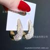 Pendientes de aro de cesta de lujo ligero europeo y americano con diamantes completos, galvanizado en oro real, moda, alta calidad, pendientes con incrustaciones de circonita con forma de gota de agua, lote de pendientes