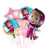 Conjunto de balões Masha e o Urso em forma de desenho animado, decoração de fundo para festa de aniversário infantil, brinquedo, balão de filme de alumínio