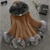 Casaco de Pele Outono/Inverno 2025 Feminino Médio Longo Pelo de Vison Gola de Pelo de Raposa Casaco Feminino Pronta Entrega