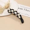 Pinza para el cabello de placa de ácido acético francés transfronterizo a cuadros en blanco y negro con bloques de color de moda, pinza banana para el cabello de niña, pinza para el cabello, accesorios para el cabello
