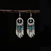 Brincos Longos com Franjas Estilo Boho Temperamento de Nicho Estilo Étnico Acessórios de Brinco para Férias de Verão em Yunnan