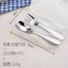 Conjunto de Talheres Infantis Desenho Animado em Aço Inoxidável 316, Portátil Duas Peças Alto Valor Estético Fofo e Divertido Garfo e Colher para Alimentação de Bebê Uso Doméstico