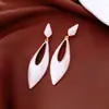 Pendientes Largos Huecos con Forma de Gota de Aceite Plata Moda Europea y Americana Personalidad Sencilla Versátiles Pendientes Elegantes de Gama Alta para Mujer