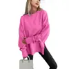 Sudadera holgada transfronteriza europea y americana Amazon TEMU con aberturas laterales, patchwork, cuello redondo, mangas cortas y mangas murciélago