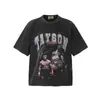 26 Marca Europea y Americana de Tendencia Transfronteriza Colaboración Travis Scott Camiseta de Manga Corta Lavada Vintage Unisex High Street Manga Media
