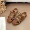 Zapatos de Entrenamiento Alemanes Retro con Estampado de Leopardo de Cuero Genuino para Mujer 2026 Otoño Nuevos con Cordones Versátiles de Suela Plana Zapatos de Plataforma Zapatos Deportivos Casuales
