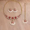 Moda Europea y Americana Joyería Diseño de Diamante Indio Collar con Borlas Pendientes Accesorios Collar de Estilo Étnico Juego de Tres Piezas