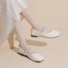 Zapatos Mary Jane Plateados con Pedrería Francesa para Mujer 2025 Otoño Nuevos Zapatos Pequeños de Cuero con Faldas Tacón Grueso Zapatos de Noche