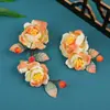 25 novo design original feito à mão gradiente bege veludo sintético fio de flor grampo de cabelo macio acessórios de maquiagem cocar hanfu