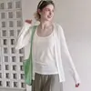 Cárdigan ligero de verano con protección solar para mujer hecho de Lyocell Tencel, chaqueta casual de manga larga para aire acondicionado 548