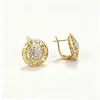 Pendientes Yanbai Transfronterizos Patrón Gran Muralla Retro Elegantes Redondos de Circonita para Uso Casual Elegante en Fiestas Festivas
