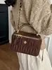 Bolso de mano transfronterizo estilo Chanel, bolso de hombro tipo caja plisado versátil, bolso bandolera con cadena elegante y a la moda