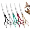 Tijeras para Mascotas de Doble Punta Divididas Coloridas de 7.0 pulgadas Tijeras Curvas para Mascotas Tijeras de Práctica