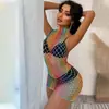 SHEIN Ropa Interior Erótica Europea Color Talla Grande Sexy Malla de Pescado Ropa Elástica Alta Hueca Transparente Malla Ropa Fábrica Stock