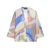 Venta al por mayor transfronteriza 2026 Moda casual europea y americana con ribete de encaje y estampado, conjunto de camisa de manga larga + pantalones para mujer D226540