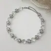 Pulsera Elástica Redonda de Cristal con Perlas y Incrustaciones de Diamantes, Lujo Ligero, Sensación de Alta Gama, Cadena Elegante para Clavícula, Moderna, Personalizada, Joyería Versátil