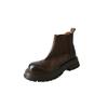 Temperamento artístico Chelsea de piel de vaca lavada con ráfagas texturizadas, botas cortas versátiles de cuero de tacón medio grueso de suela gruesa para invierno 2024 para mujer