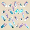 Unhas de Ballet Europeias e Americanas de Comprimento Médio para o Natal Patches de Manicure Foscos Padrão de Árvore de Natal Boneco de Neve Unhas Postiças Caixa com 24 Peças