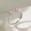 Anillo de Moda Transfronterizo Nuevo con Circonita Microincrustada para Mujer, Anillo de Dedo Índice de Lujo Ligero de Alta Gama de Moda para Mujer, Anillo Abierto Ajustable