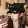 Bonito Sombrero Octagonal Infantil con Orejas de Gato de Dibujos Animados, Boina Versátil y Dulce, Hace que la Cabeza se Vea Más Grande, Adecuado para Primavera y Otoño, Estilo Japonés
