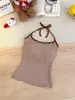 Camisola picante para chica con cuello halter estilo deseo puro espalda hermosa sexy ropa interior con almohadillas en el pecho anti-exposición corte ajustado muestra la figura delgada top halter