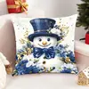 Amazon Temu Capa de Travesseiro Mais Vendida Papai Noel Presente Árvore de Natal Rena Série Azul Capa de Almofada
