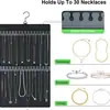 Bolsa colgante de fieltro para guardar aretes y collares, bolsa de almacenamiento de joyería, gancho para oreja, expositor de joyería, giratorio de doble cara