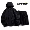 Traje Nuevo de Verano para Hombre Estilo Nuevo Dos Botones Estilo Deportivo Casual para Hombre Ropa con Protección Solar Traje con Capucha Pareja Exterior