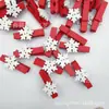 Pinzas de madera con forma de copo de nieve navideño, clips para fotos, accesorios de manualidades DIY para fiestas navideñas, exclusivamente para ventas transfronterizas, se pueden enviar en nombre de los clientes
