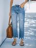 Jeans Rasgados Casuales Cortos de Pierna Recta Transfronterizos Europeos y Americanos para Mujer, Pantalones Largos, Directo de la Fábrica de Origen, Dropshipping Disponible