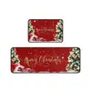 Tapete de chão de cozinha com decoração de Natal transfronteiriça, conjunto de duas peças, absorvente de água e óleo, fácil de limpar, tapete de chão de veludo cristal