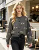 Cardigã de tricô de alpaca com gola redonda, estilo europeu e americano, transfronteiriço, novo casaco suéter de outono/inverno, corte solto, abotoamento simples