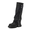 Botas femininas de perna de calça 2026 novo outono e inverno sola grossa que aumenta a altura botas longas até o joelho, estilo doce e cool, botas de cavaleiro de cano alto