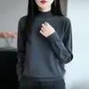 Nuevo suéter de punto con cuello medio alto, jersey de otoño e invierno, camiseta básica de manga larga, top para mujer