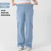 Jeans Cargo Sueltos de Cintura Alta para Mujer, Estilo Nuevo Europeo y Americano, Adelgazantes, Levanta Glúteos, Transpirables, Adecuados para Uso al Aire Libre, Pantalones Casuales de Tallas Grandes