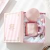 Taza fufu de leche con tapa cuchara taza de café de cerámica de alto valor para niña linda pareja oficina taza de desayuno