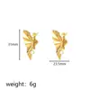 Pendientes de Perla de Acero Inoxidable 304 Transfronterizos Europeos y Americanos para Mujer, Pendientes de Pétalo y Hoja de Diseño de Nicho, Pendientes de Flor de Moda