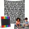Coloração preto e branco, manta casual para casa, manta multiuso DIY, manta para rabiscar, manta para cochilo, atacado, arte linear pintada à mão, design criativo