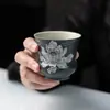 Miyan Yan Zen Significado Lótus de Tinta Pintado à Mão Cerâmica Caneca de Mestre Doméstica Grande Xícara de Chá Pura Feita à Mão Xícara de Degustação de Chá Conjunto de Chá Kung Fu