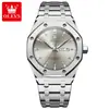 Reloj para Hombre Marca Oulisi, Mismo Modelo que A.P., Totalmente Automático, Ultradelgado, Cuadrado, Luminoso, Correa de Acero, Calendario