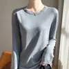Suéter de Punto Fino de Lana con Cuello Redondo, Manga Larga, Nuevo Estilo Primavera/Verano 2026, Color Sólido, Jersey Holgado, Top Fino Básico